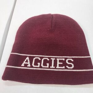 Texas A&M Aggies Beanie Knit Hat Maroon With White Stripes
